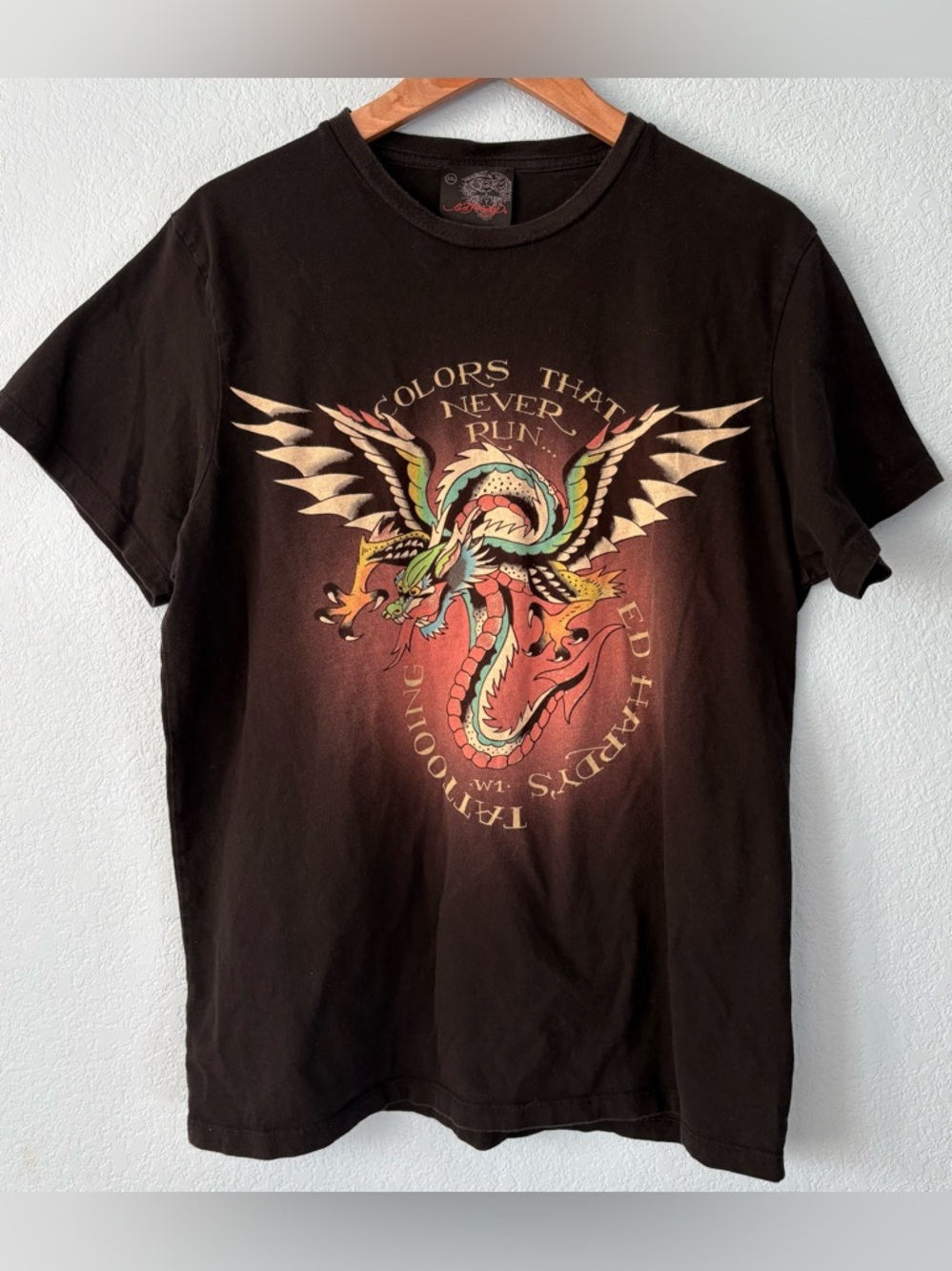 Vintage Ed Hardy By Christian Audigier Dragon Tattoo Colors T Shirt